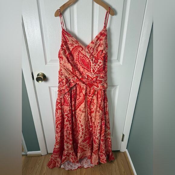 Farm Rio Jaipur Red Crossover Maxi Dress XL - Picture 2 of 9